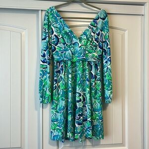 Lilly Pulitzer long sleeve v neck midi dress. Size L. Worn once.